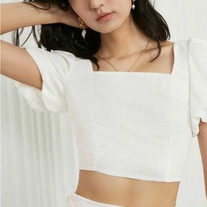 J.ING Alessandra White Cropped Blouse - S
